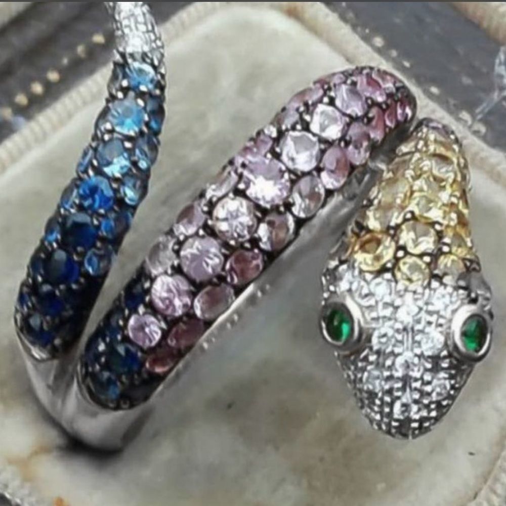 Adorable Rhinestone Snake Ring - Picture 2 of 3